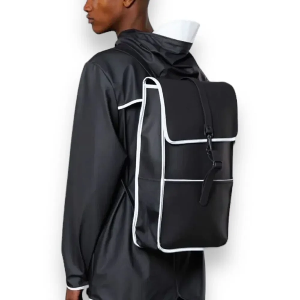RAINS Backpack‎ Mens Reflective | 70 Black H18.9 x W11.8 x D4.7” Rucksack